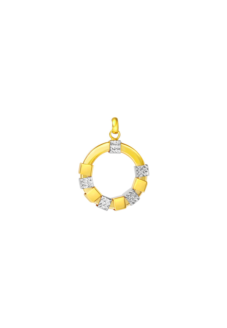 TOMEI Lusso Italia Dual-Tone Circle Pendant, Yellow Gold 916