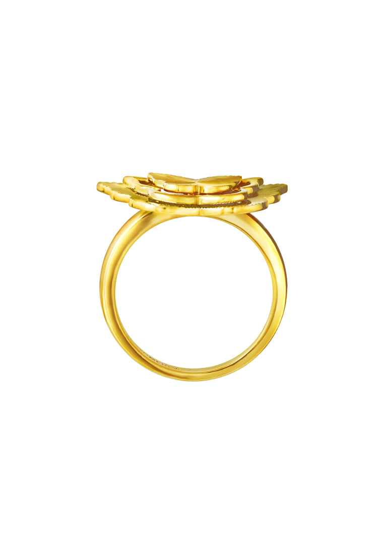 TOMEI Dual-Tone Butterfly Ring, Yellow Gold 916