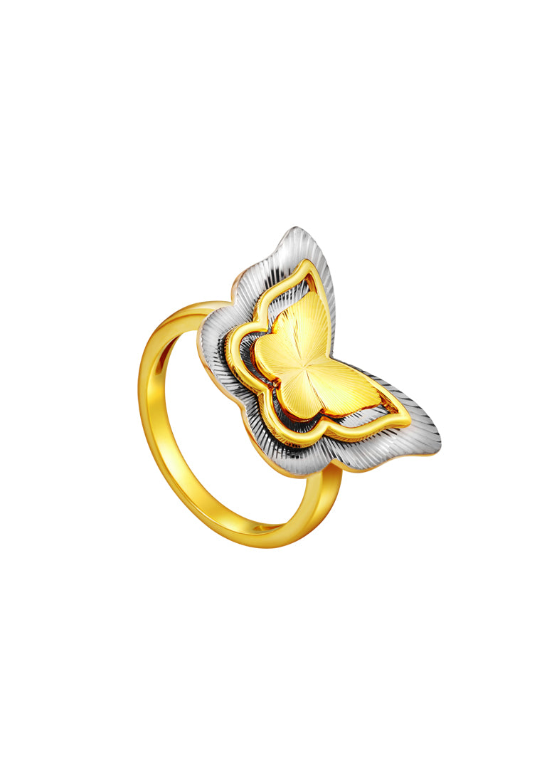 TOMEI Dual-Tone Butterfly Ring, Yellow Gold 916