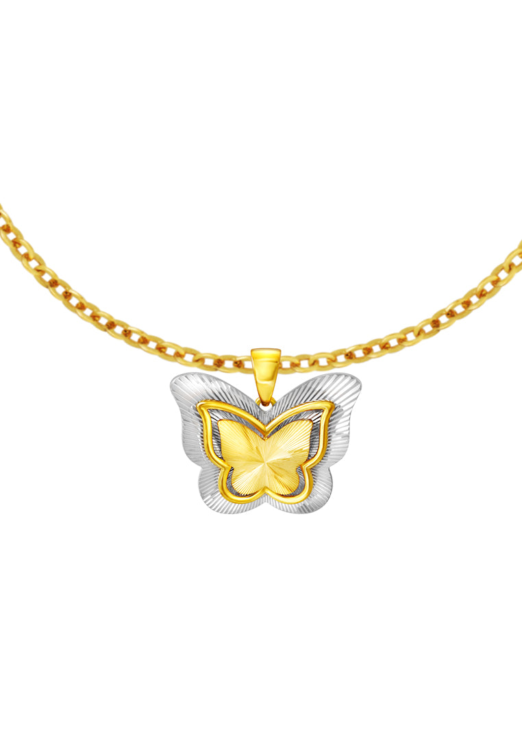 TOMEI Dual-Tone Butterfly Pendant, Yellow Gold 916