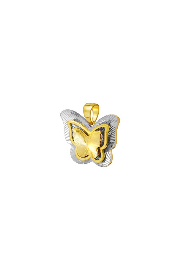 TOMEI Dual-Tone Butterfly Pendant, Yellow Gold 916