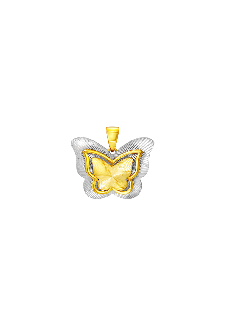 TOMEI Dual-Tone Butterfly Pendant, Yellow Gold 916
