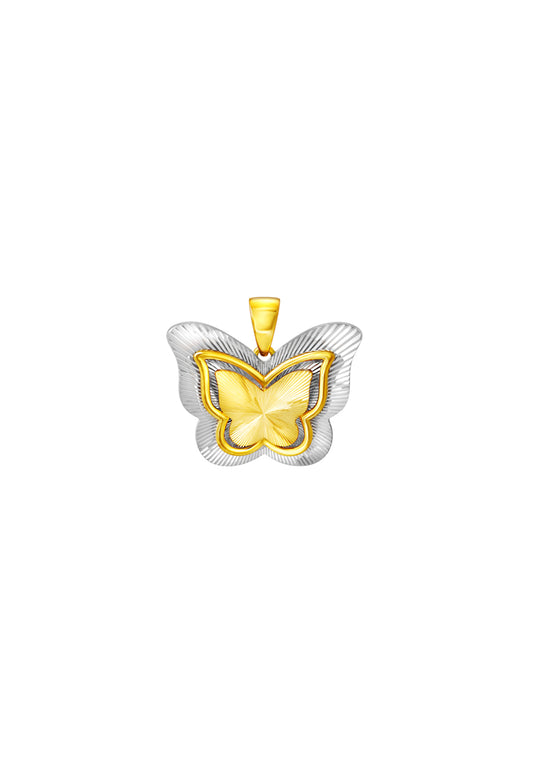 TOMEI Dual-Tone Butterfly Pendant, Yellow Gold 916