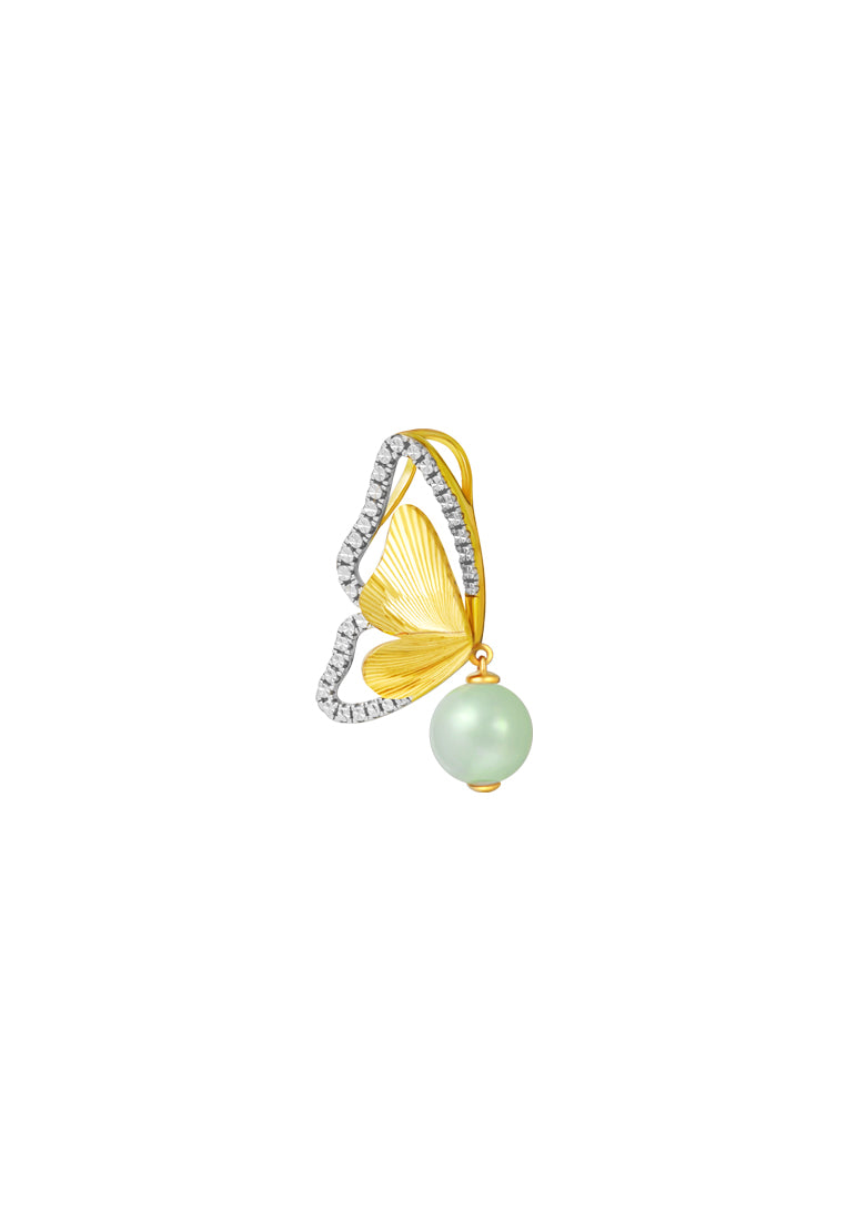 TOMEI Diamond Cut Collection Butterfly Jade Pendant, Yellow Gold 916