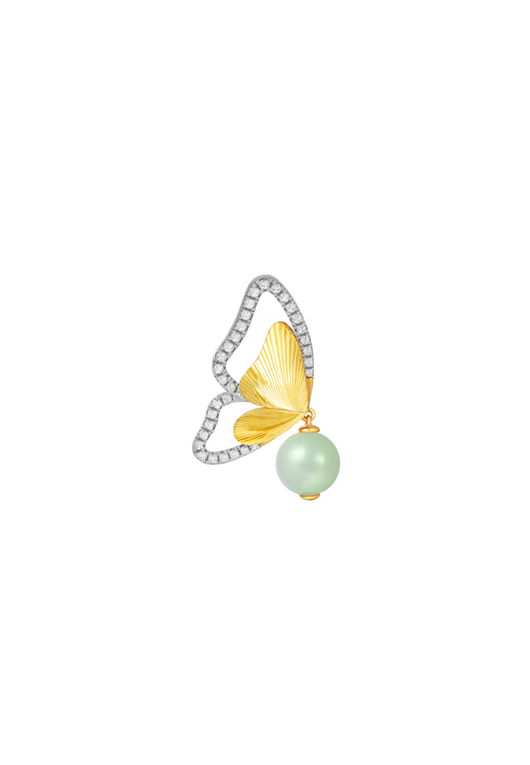 TOMEI Diamond Cut Collection Butterfly Jade Pendant, Yellow Gold 916