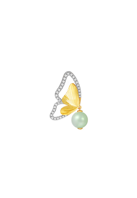 TOMEI Diamond Cut Collection Butterfly Jade Pendant, Yellow Gold 916