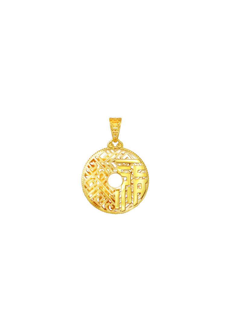 TOMEI Diamond Cut Collection Ping-An-Kou Pendant, Yellow Gold 916