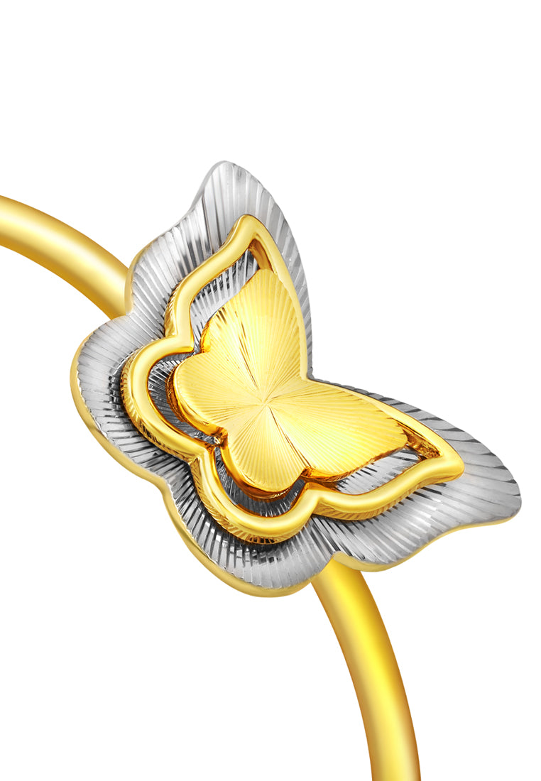 TOMEI Dual-Tone Butterfly Bangle, Yellow Gold 916