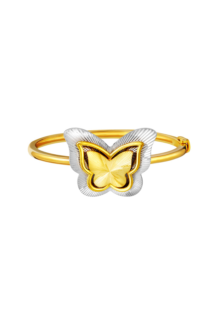 TOMEI Dual-Tone Butterfly Bangle, Yellow Gold 916