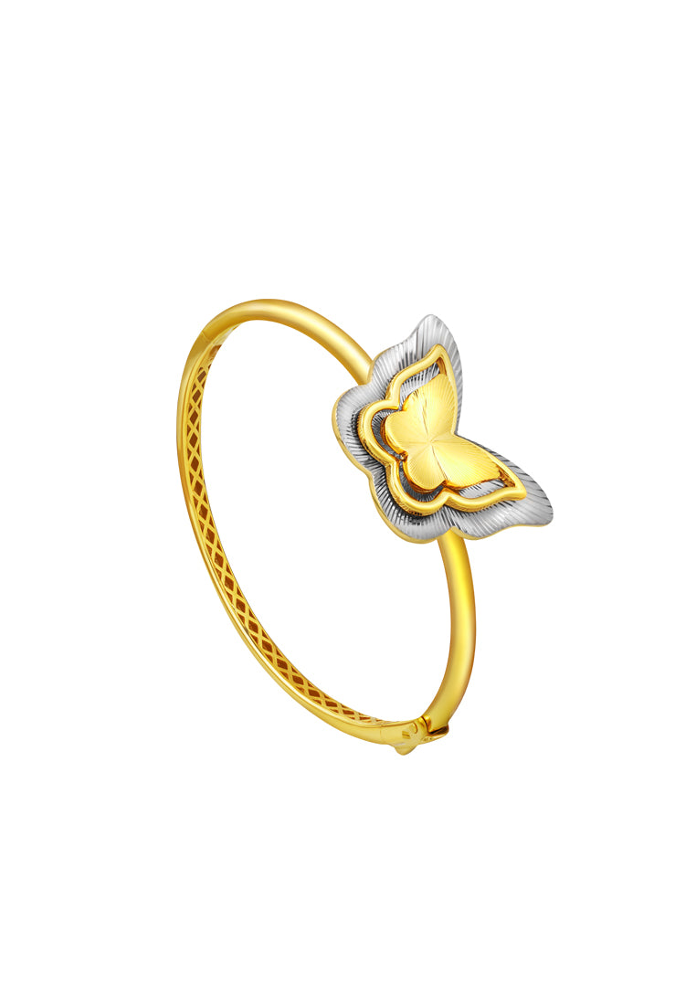 TOMEI Dual-Tone Butterfly Bangle, Yellow Gold 916