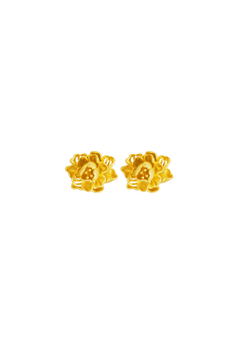 TOMEI The Peony Earrings, Yellow Gold 916