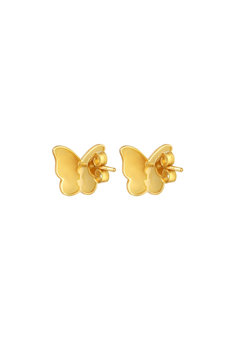 TOMEI Dual-Tone Butterfly Earrings, Yellow Gold 916