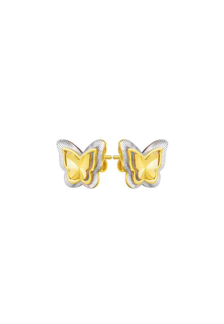 TOMEI Dual-Tone Butterfly Earrings, Yellow Gold 916