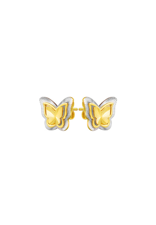 TOMEI Dual-Tone Butterfly Earrings, Yellow Gold 916