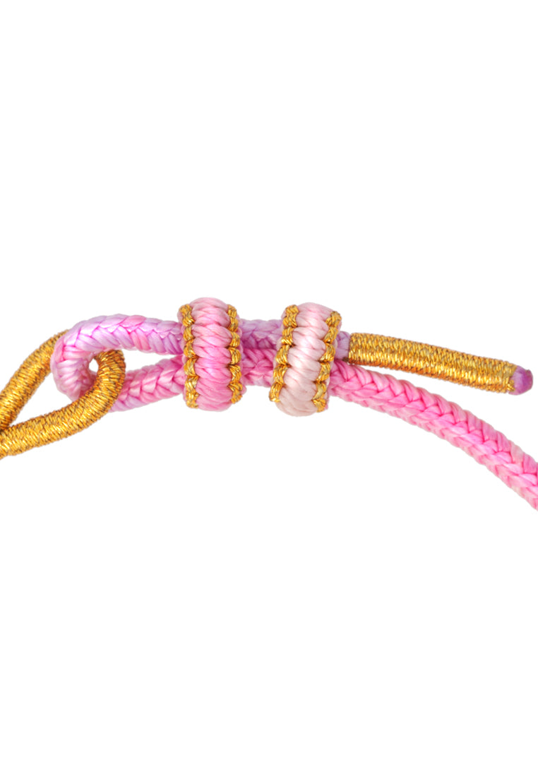 TOMEI X Sanrio My Melody Charm with Pink Rope Bracelet, Yellow Gold 999 (5D)