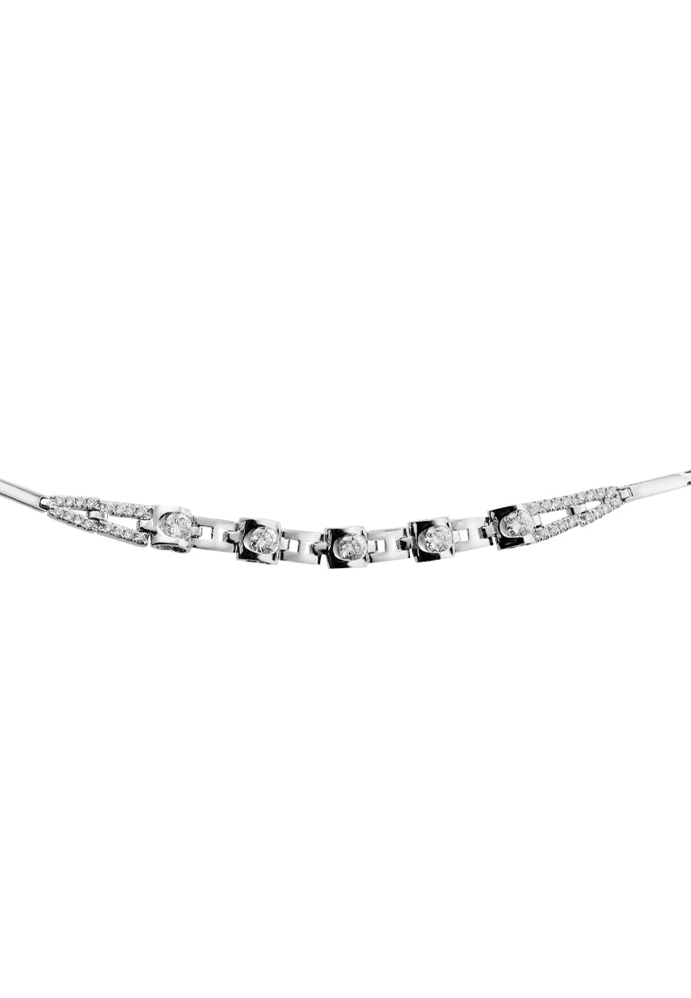 TOMEI Frontispiece of Sensational Pizzazz Bracelet, Diamond White Gold 750