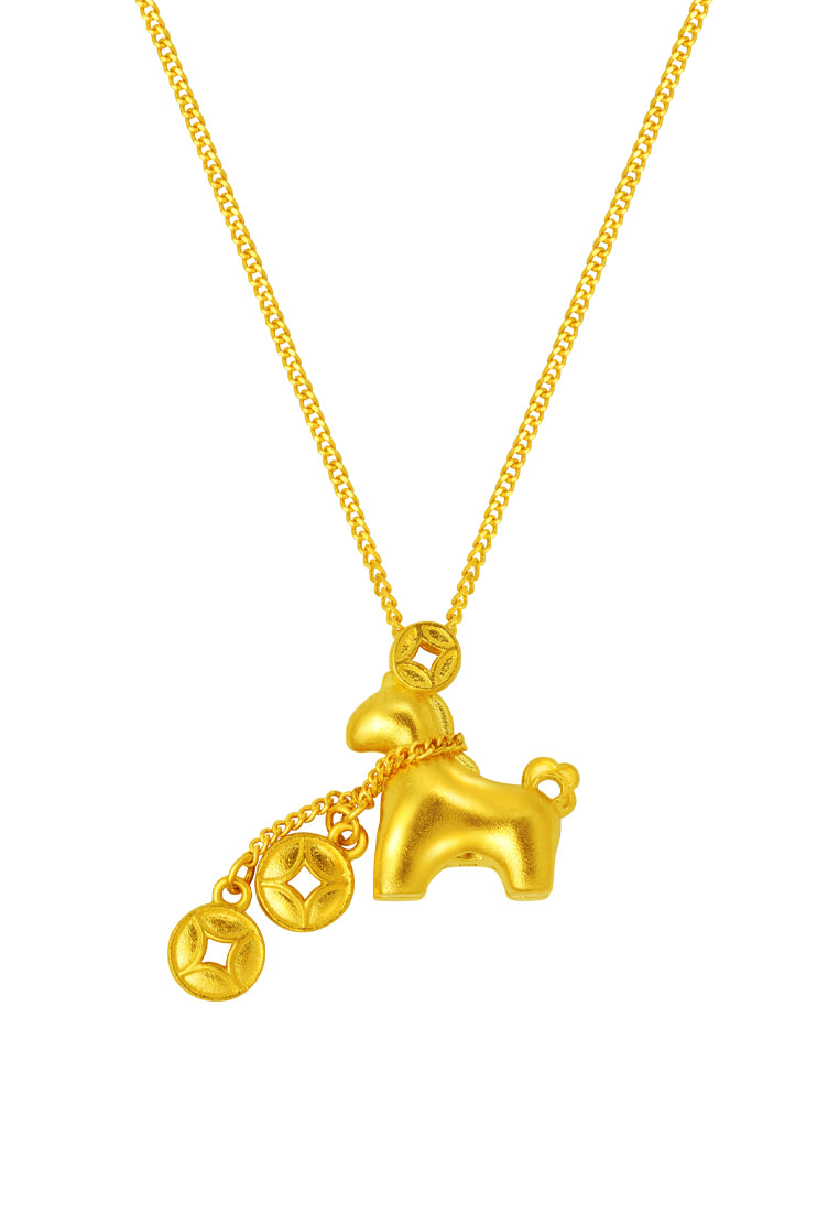 TOMEI 【马上有钱】Richy Horse Necklace, Yellow Gold 999