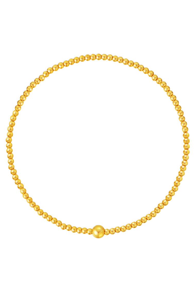 TOMEI Gold Bead Elastic Bracelet, Yellow Gold 999