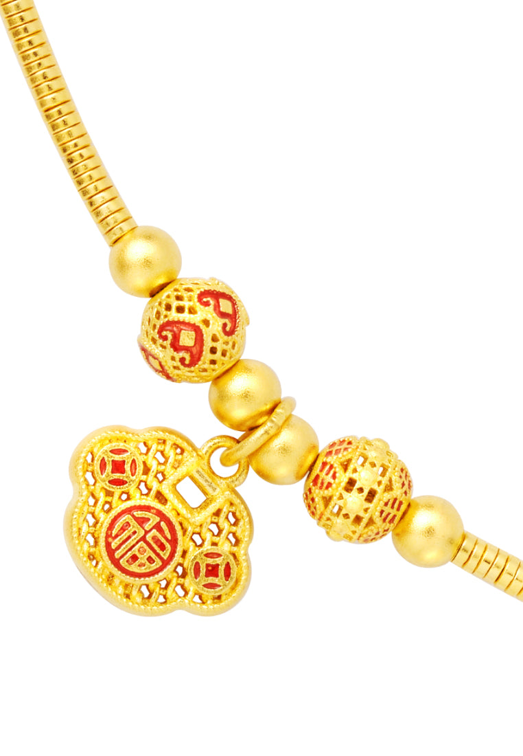 TOMEI x XIFU Vintage Ruyi Lock Bracelet, Yellow Gold 999