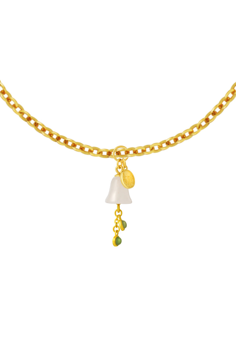 TOMEI Nephrite Bell Charm, Yellow Gold 999