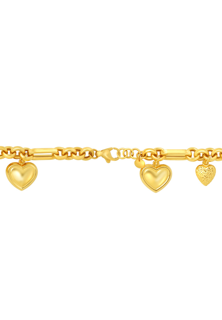 TOMEI Heart Bracelet, Yellow Gold 916