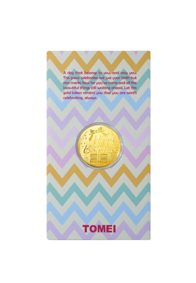 TOMEI Happy Birthday Gold Wafer 0.2G, Yellow Gold 9999