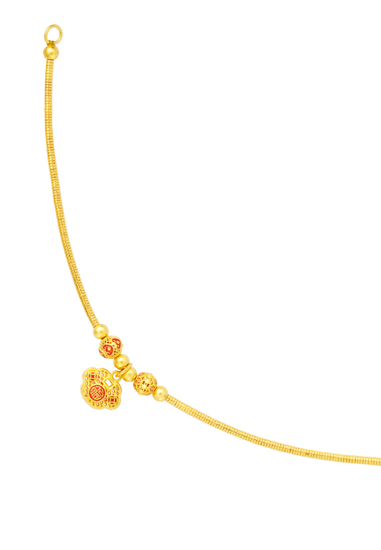 TOMEI x XIFU Vintage Ruyi Lock Bracelet, Yellow Gold 999