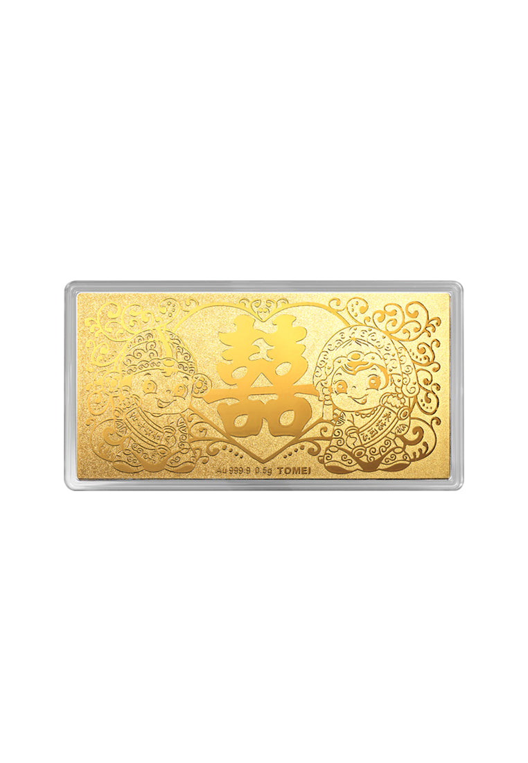 TOMEI Bai Nian Hao He Wedding Gold Wafer 0.5G, Yellow Gold 9999
