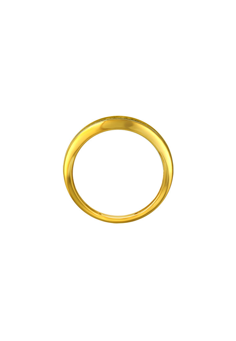 TOMEI Dual-Tone Striated Ring, Yellow Gold 916