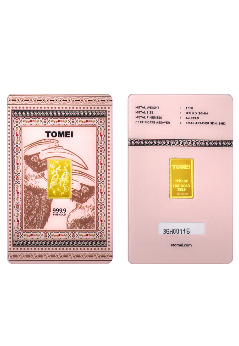 TOMEI Hornbill Gold Bar 3.11G Pink Card | Fine Gold 9999