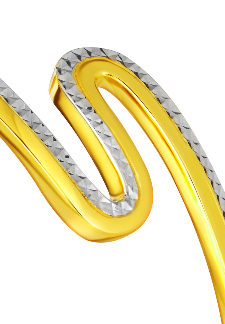 TOMEI Dual-Tone S-Shape Bangle, Yellow Gold 916