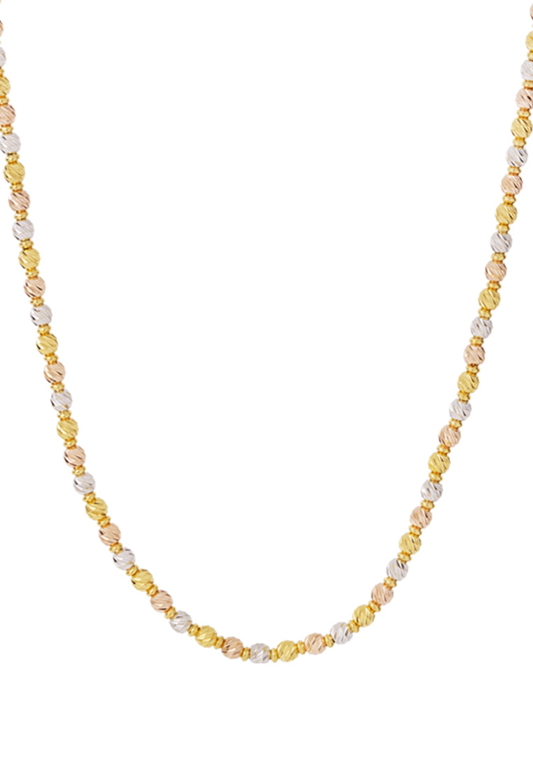 TOMEI Lusso Italia, Tri-Tone Ball Necklace, Yellow Gold 916