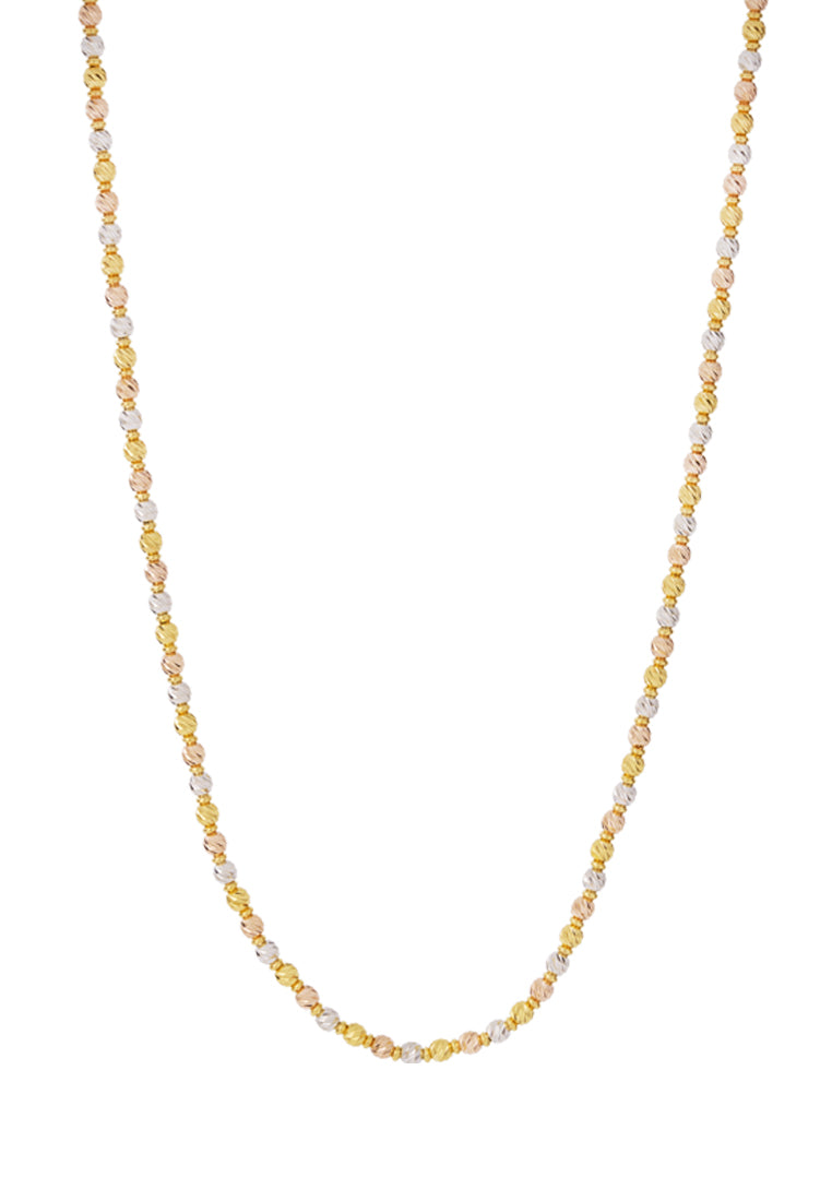 TOMEI Lusso Italia, Tri-Tone Ball Necklace, Yellow Gold 916