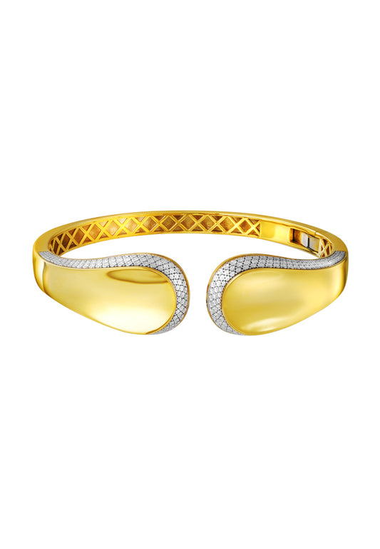 TOMEI Diamond Cut Collection Open Bangle, Yellow Gold 916