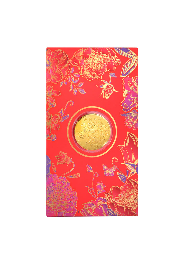 TOMEI 2026 Red Packet Hua Kai Fu Gui Gold Wafer 0.2G, Yellow Gold 9999
