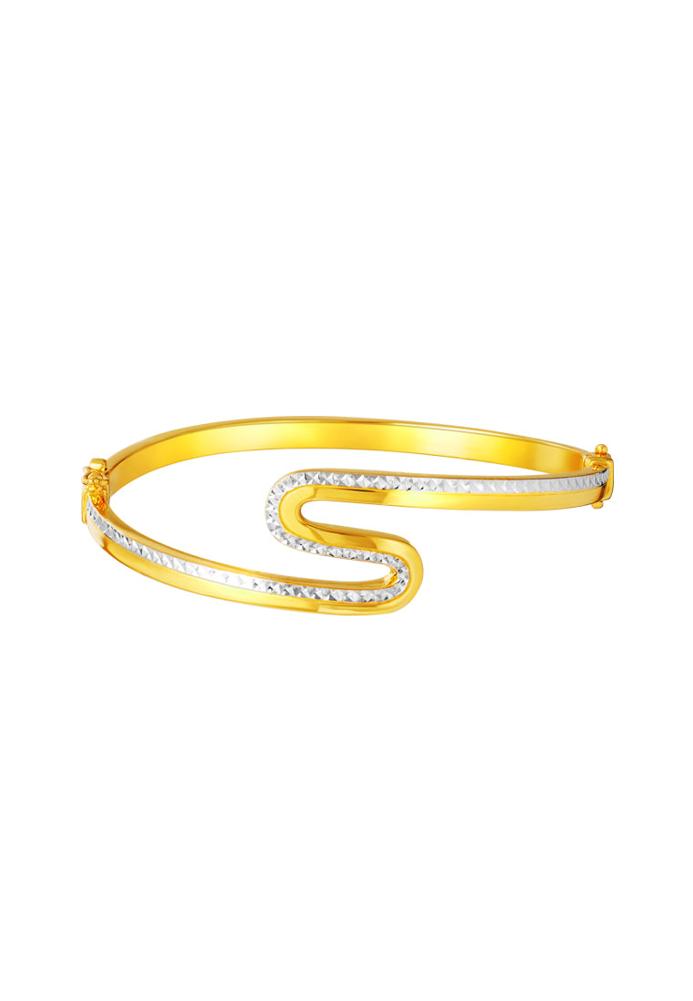 TOMEI Dual-Tone S-Shape Bangle, Yellow Gold 916