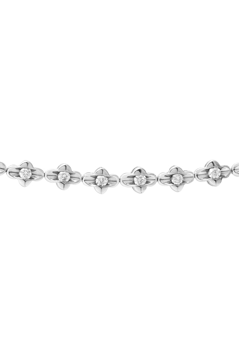 TOMEI Bracelet of Arrayal of Clover-esque Glamour, Diamond White Gold 375 (B0667)