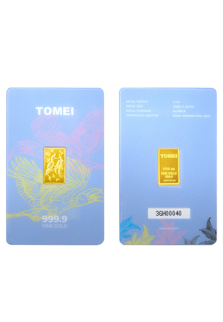 TOMEI Hornbill Gold Bar 3.11G Blue Card | Fine Gold 9999
