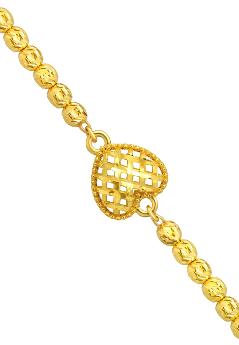 TOMEI Heart Net Bracelet, Yellow Gold 916