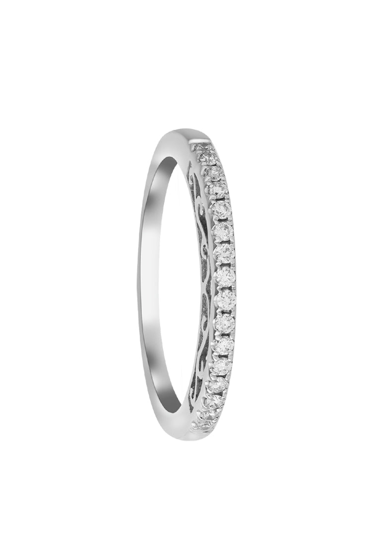 TOMEI Ornately Sophisticated with Luminous Sparks Ring, White Gold 375 (R4097)