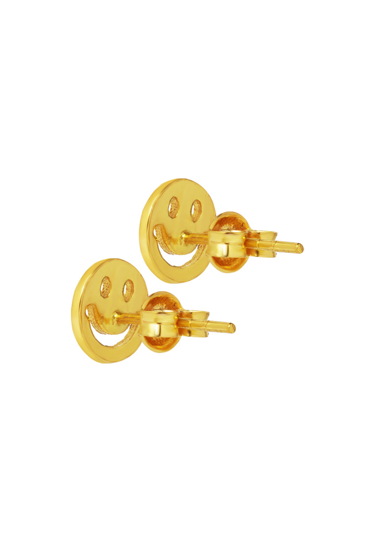 TOMEI Smiley Face Earrings, Yellow Gold 916