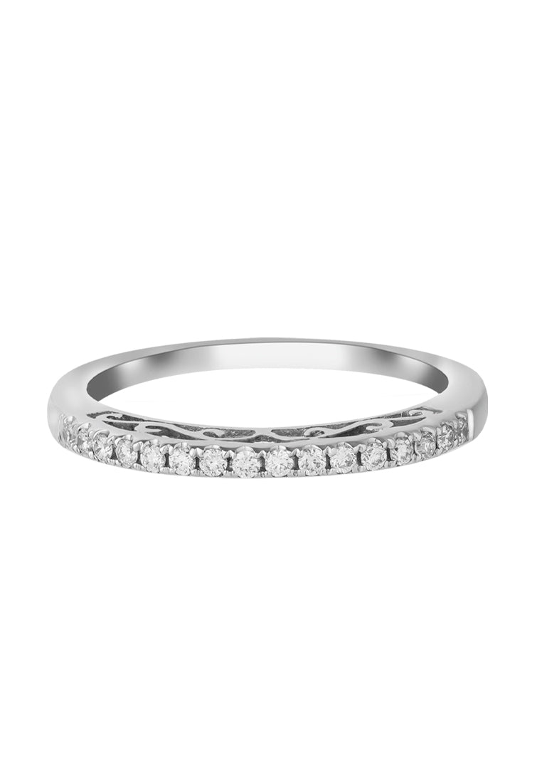 TOMEI Ornately Sophisticated with Luminous Sparks Ring, White Gold 375 (R4097)