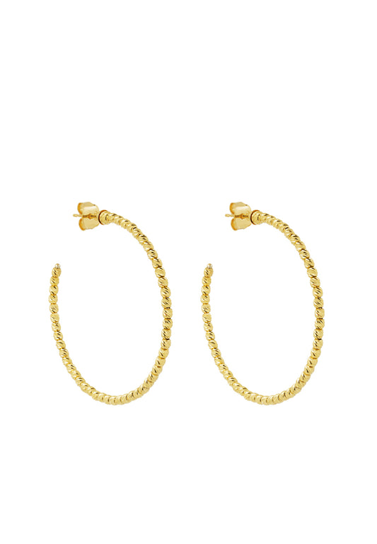 TOMEI Lusso Italia Beads Hoops Earrings, Yellow Gold 916
