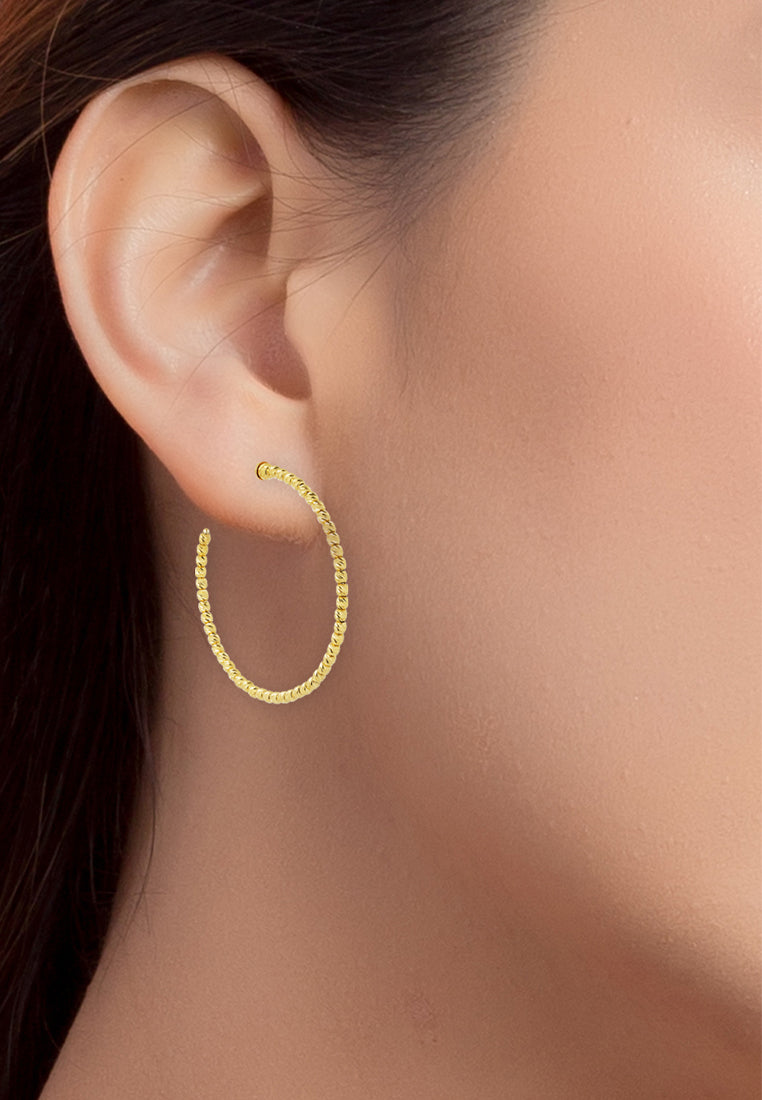 TOMEI Lusso Italia Beads Hoops Earrings, Yellow Gold 916