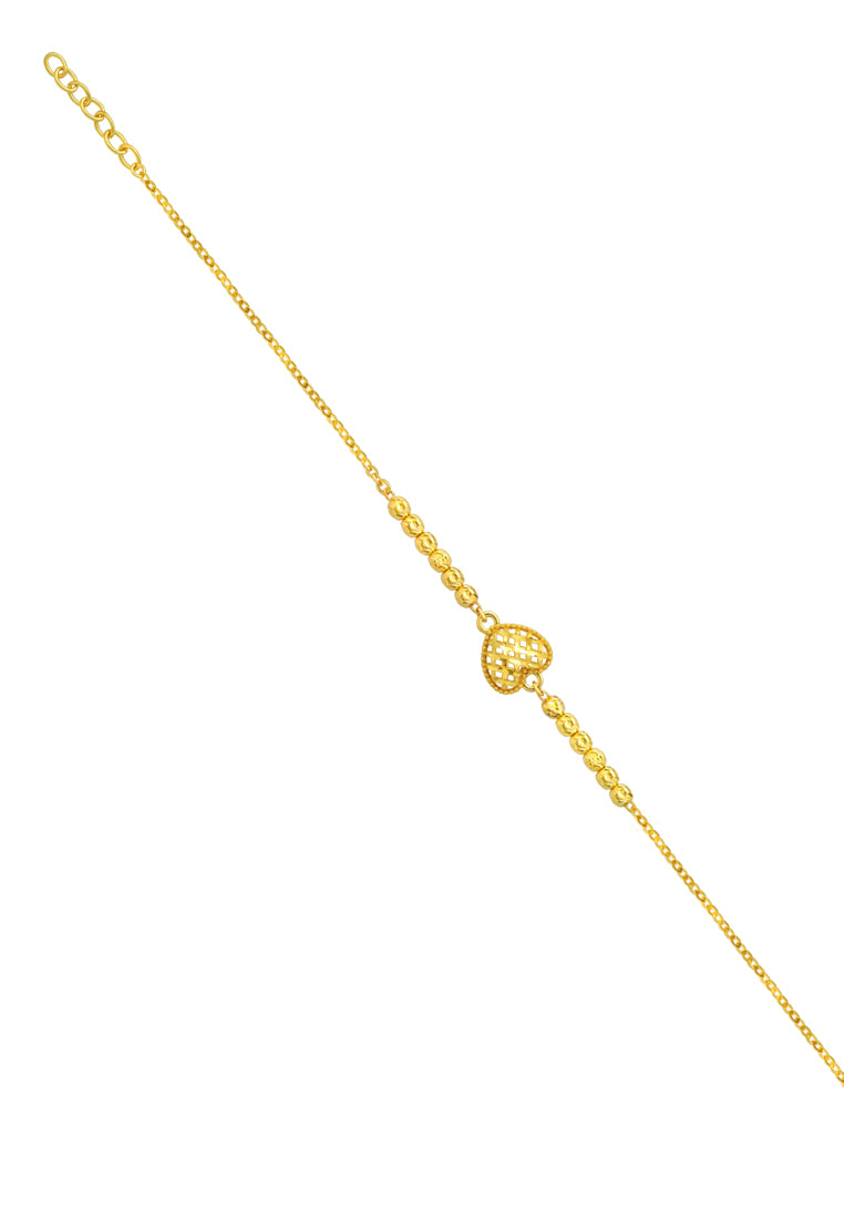 TOMEI Heart Net Bracelet, Yellow Gold 916