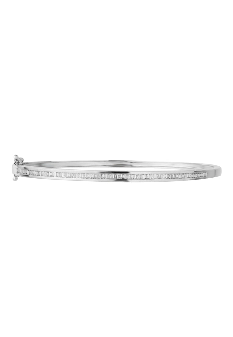 TOMEI Eternity Tapered Diamond Bangle, White Gold 750