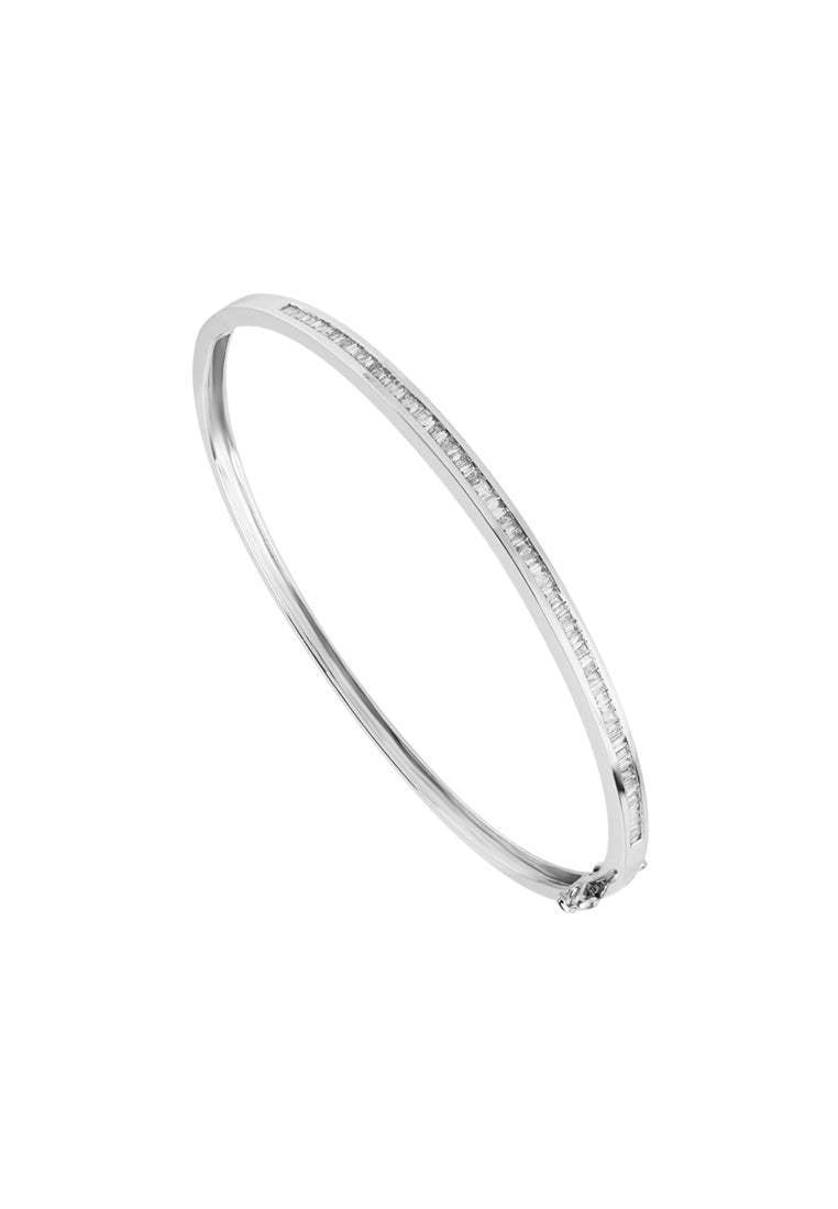 TOMEI Eternity Tapered Diamond Bangle, White Gold 750