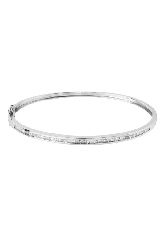 TOMEI Eternity Tapered Diamond Bangle, White Gold 750