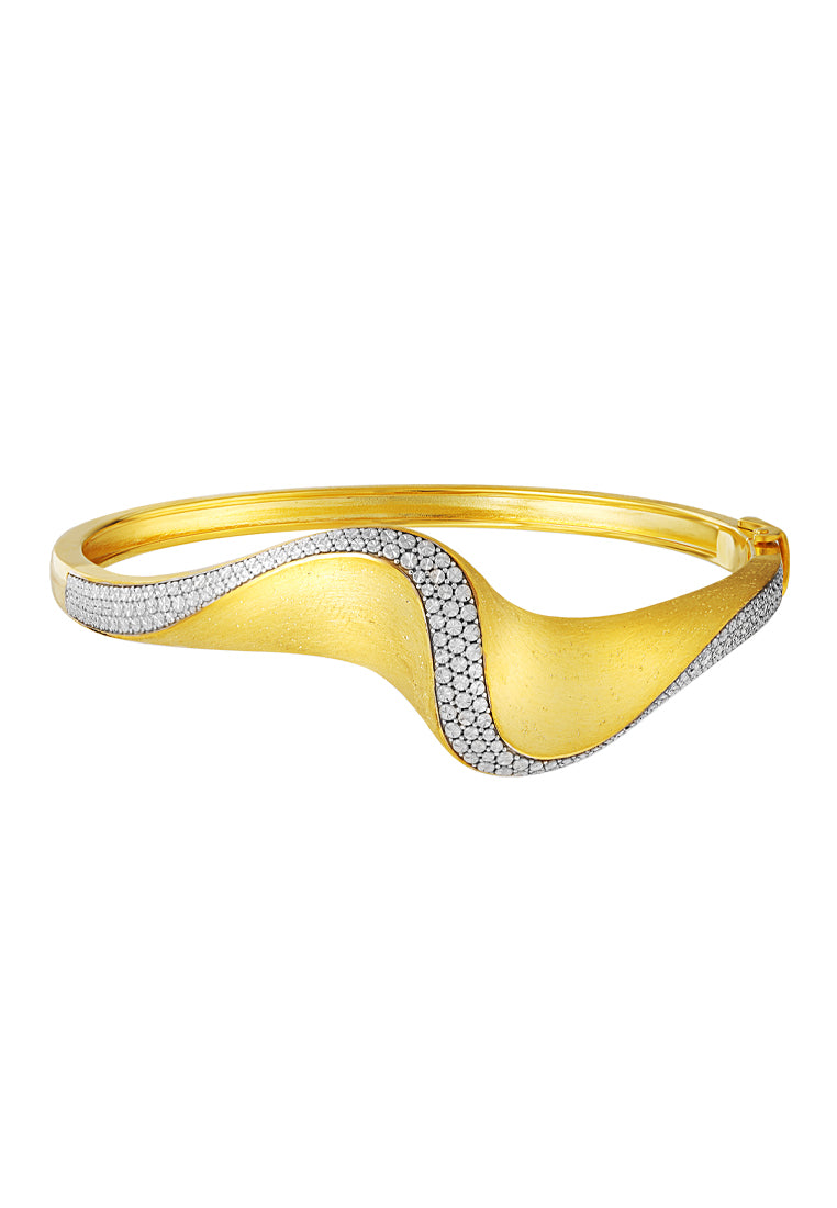 TOMEI Sri Puteri Curvy Bangle, Yellow Gold 916