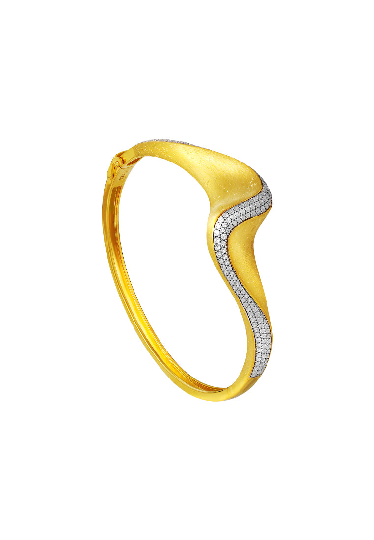 TOMEI Sri Puteri Curvy Bangle, Yellow Gold 916